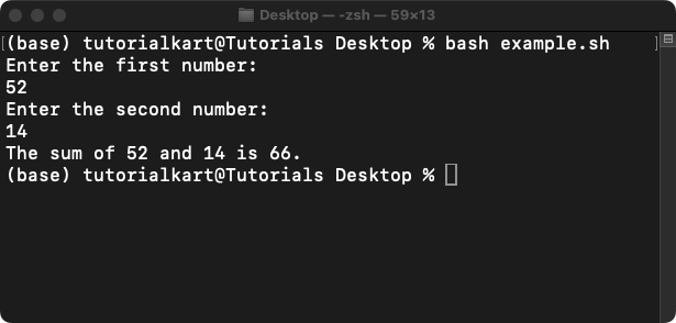 Bash: Add Numbers from stdin Example